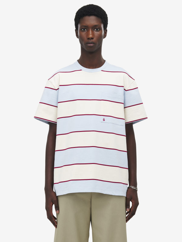 ALEXANDER MCQUEEN - Inverted Skull Striped T-shirt - Item 828426QXAB99198